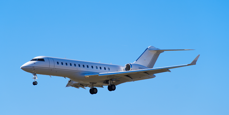 Bombadier plane lands at airport