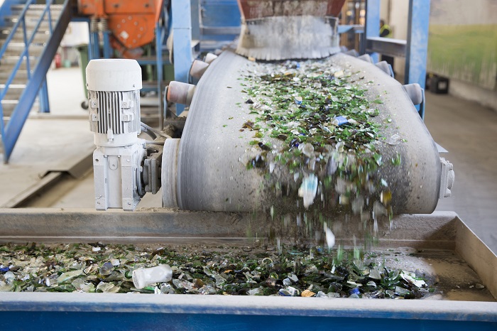 Photo of: Glass particle waste in recycling facility