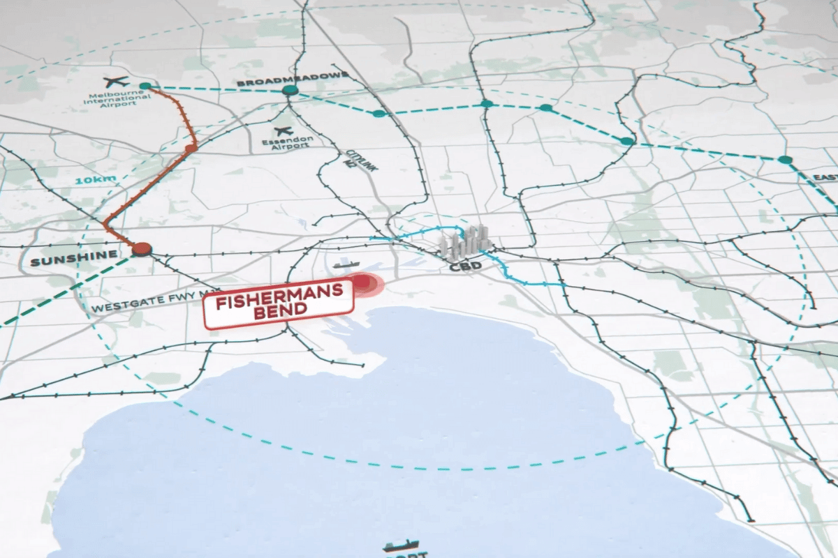 A map of Fishmermans Bend 