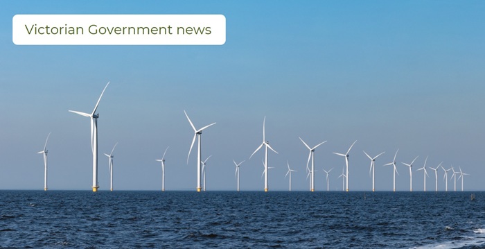 Offshore windfarm with Victorian Government news graphic tag